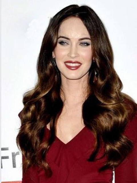 Megan Fox Frisur Lange Wellige Spitzefront Perücke