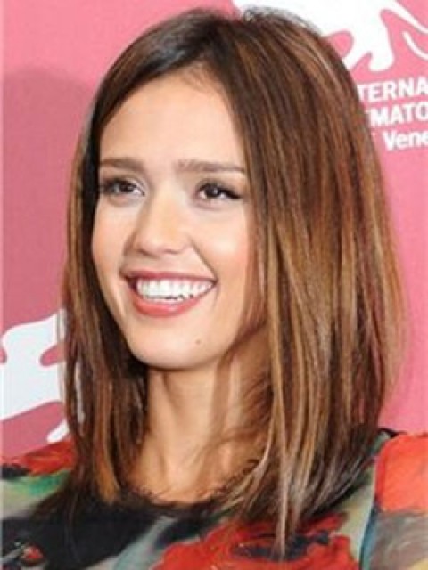 Jessica Alba Mittle Gerade Spitzefront Echthaar Perücke