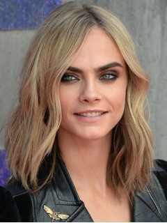 Cara Delevingne Lang Wellig Remy Echthaar Perücke