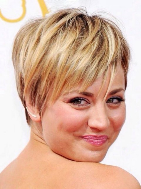 Blond Kurz Pixie Cut Gerade Kappenlos Echthaar Perücken Mit Seiten Pony 8 Inches