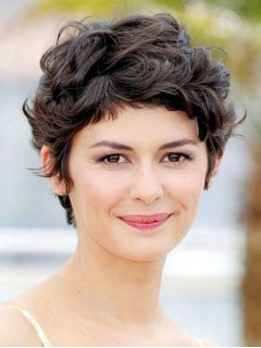 Pixie Cut Kurz Wellig Kappenlos Echthaar Perücken Mit Dem Pony 8 Inches