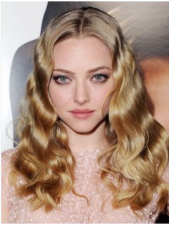 Amanda Seyfried Lang Spitzefront Blond Welling Remy Echthaar Perücken