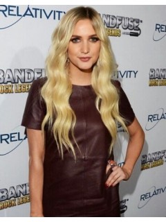 Ashlee Simpson Lang Spitzefront Blond Welling Remy Echthaar Perücken