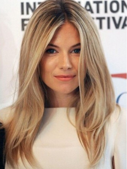 Sienna Miller Gerade Spitzefront Remy Echthaar Perücken