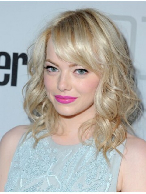 Emma Stone Mittel Curls Blond Perücken