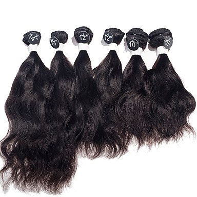 Indian Natürliche Wellen-Jungfrau-Haar-Verlängerungen Bestnote 6Pcs Menschenhaar