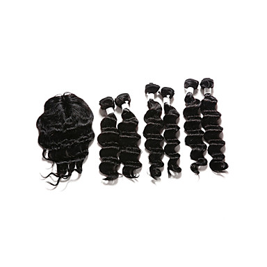 Lot Tief Haar Menschliches Haar Webt Mit Closure Farbe