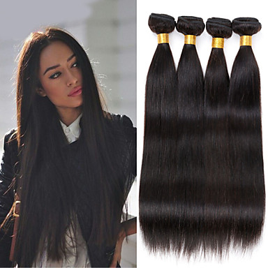Gerade Menschenhaar Spinnt Natural Black Peruvian