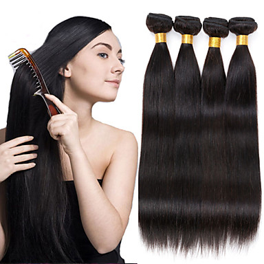 Gerade Menschenhaar Spinnt Natural Black Peruvian