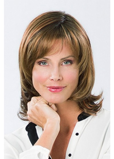 Mittellange Wellige Synthetische Spitzefront Perück