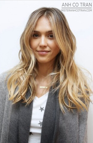 Jessica Alba Lang Vollspitze Synthetik Perücken