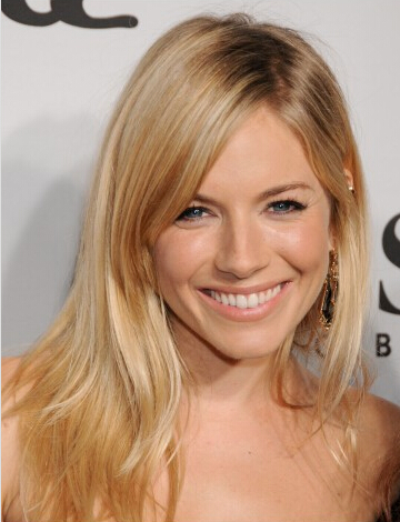 Sienna Miller Gerade Vollspitze Remy Echthaar Perücken
