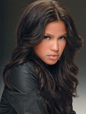 Glatte Echthaar Wellig Spitzefront Perücke