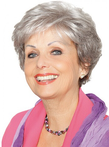 Spitze-Front-graue kurze wellenförmige synthetische Haar Perücke