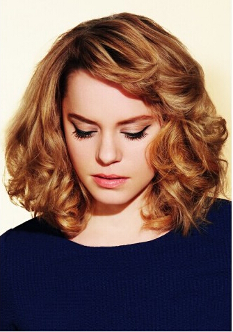 Mittel volle Spitze wellenförmige synthetische Haar Perücke